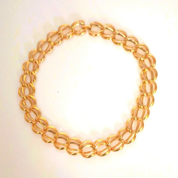 Napier Double Twist Chain Collar Necklace 14" Gold Tone Chunky Bib Choker - Picture 1 of 5